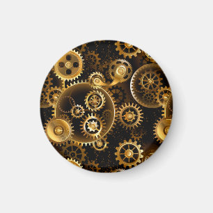 Seamless Steampunk Brass Gears Magnet