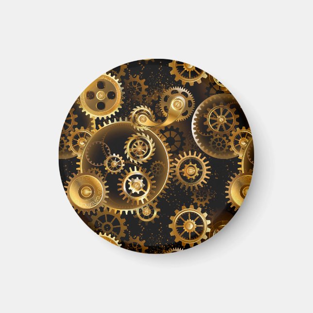 Seamless Steampunk Brass Gears Magnet (Front)