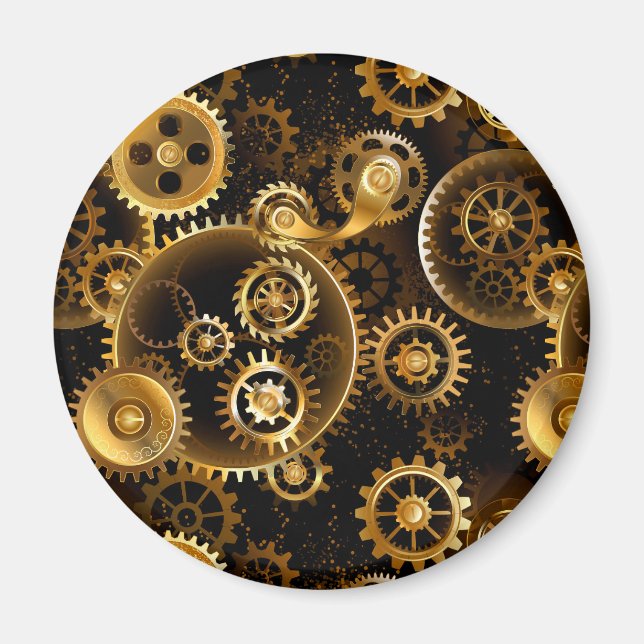 Seamless Steampunk Brass Gears Magnet (Front)