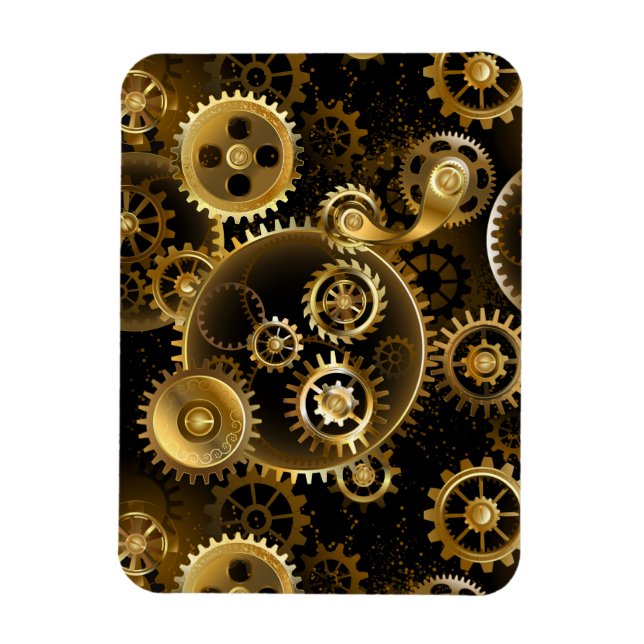 Seamless Steampunk Brass Gears Magnet (Vertical)