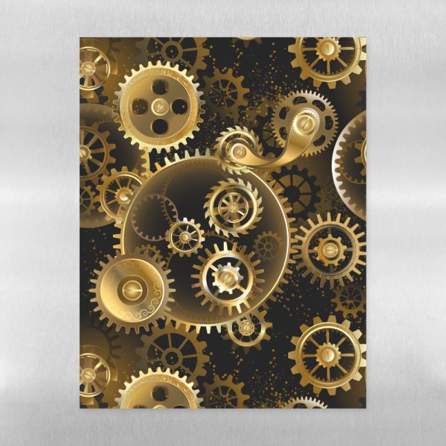 Seamless Steampunk Brass Gears Magnetic Dry Erase Sheet (Vertical)