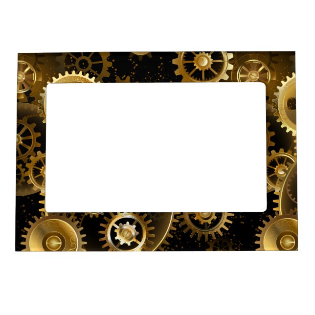 Seamless Steampunk Brass Gears Magnetic Frame (Front)