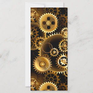 Seamless Steampunk Brass Gears Magnetic Invitation