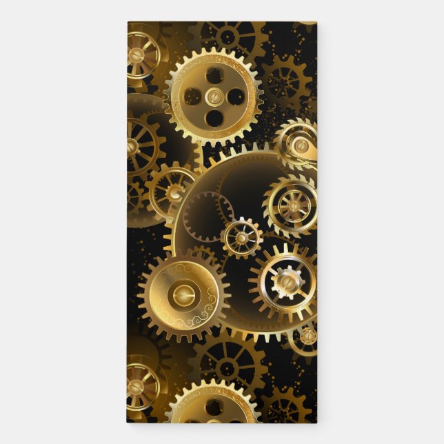 Seamless Steampunk Brass Gears Magnetic Notepad (Front)