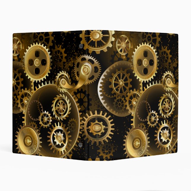 Seamless Steampunk Brass Gears Mini Binder (Background)