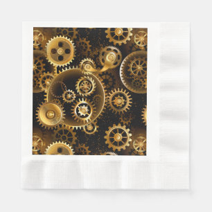 Seamless Steampunk Brass Gears Napkins