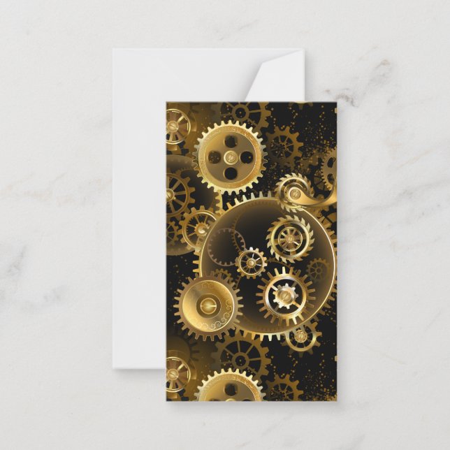 Seamless Steampunk Brass Gears Note Card (Front)