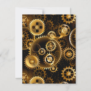 Seamless Steampunk Brass Gears Note Card