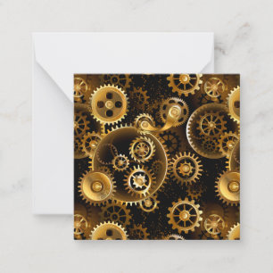 Seamless Steampunk Brass Gears Note Card