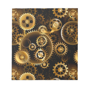 Seamless Steampunk Brass Gears Notepad