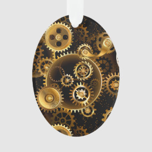 Seamless Steampunk Brass Gears Ornament