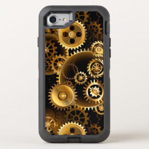 Seamless Steampunk Brass Gears OtterBox Defender iPhone SE/8/7 Case