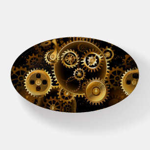Seamless Steampunk Brass Gears Paperweight