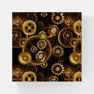 Seamless Steampunk Brass Gears Paperweight