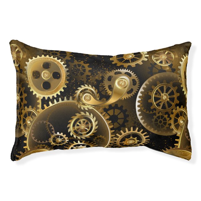 Seamless Steampunk Brass Gears Pet Bed (Front)