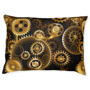Seamless Steampunk Brass Gears Pet Bed