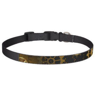 Seamless Steampunk Brass Gears Pet Collar