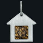Seamless Steampunk Brass Gears Pet ID Tag<br><div class="desc">Seamless,  metal,  brass,  gold gears on rusty dark background. Steampunk style.</div>