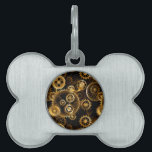 Seamless Steampunk Brass Gears Pet ID Tag<br><div class="desc">Seamless,  metal,  brass,  gold gears on rusty dark background. Steampunk style.</div>