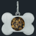 Seamless Steampunk Brass Gears Pet ID Tag<br><div class="desc">Seamless,  metal,  brass,  gold gears on rusty dark background. Steampunk style.</div>