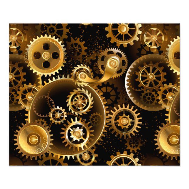 Seamless Steampunk Brass Gears Photo Print (Front)