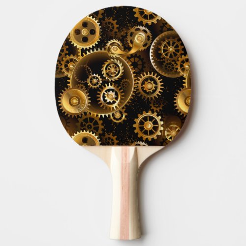 Seamless Steampunk Brass Gears Ping Pong Paddle