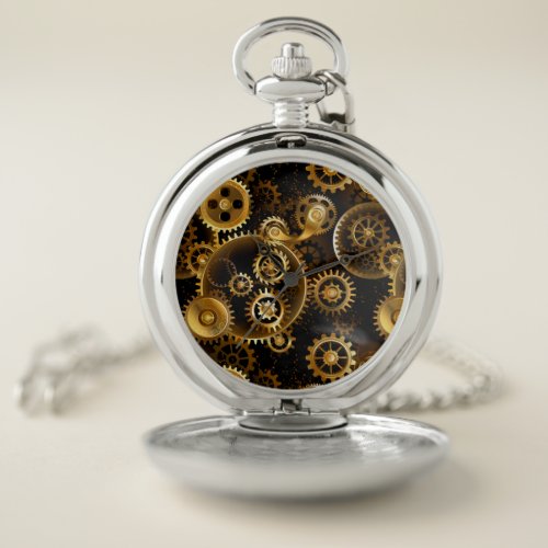 Seamless Steampunk Brass Gears Pocket Watch