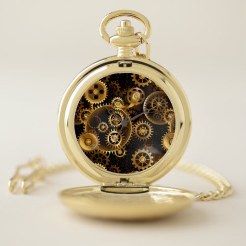 Seamless Steampunk Brass Gears Pocket Watch