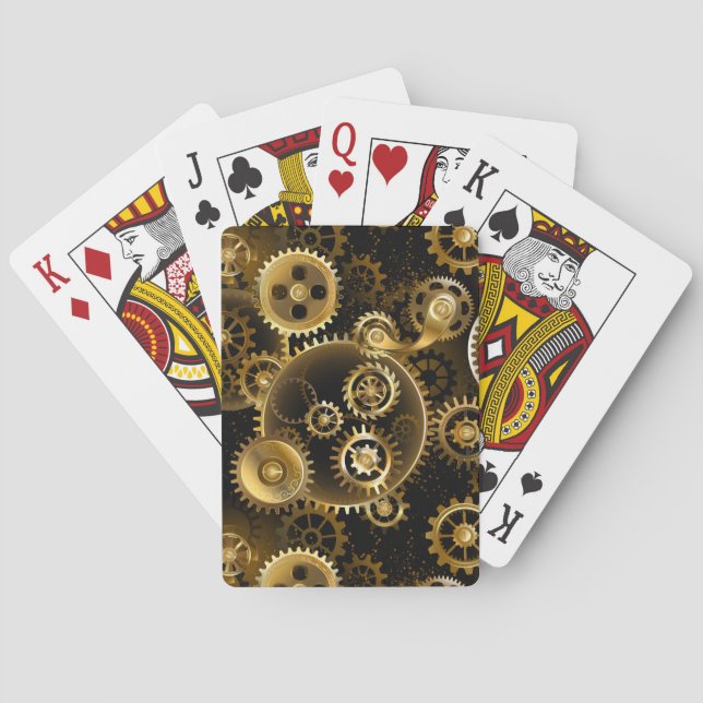 Seamless Steampunk Brass Gears Poker Cards (Back)