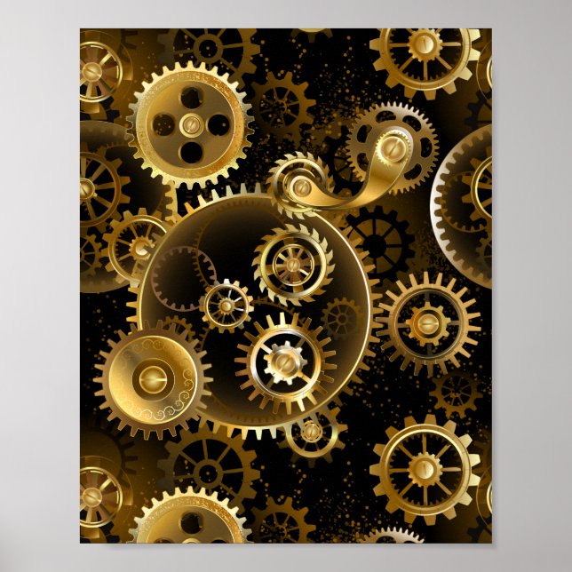 Seamless Steampunk Brass Gears Poster (Front)