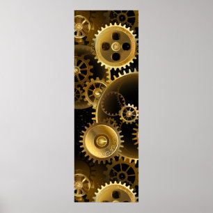 Seamless Steampunk Brass Gears Poster