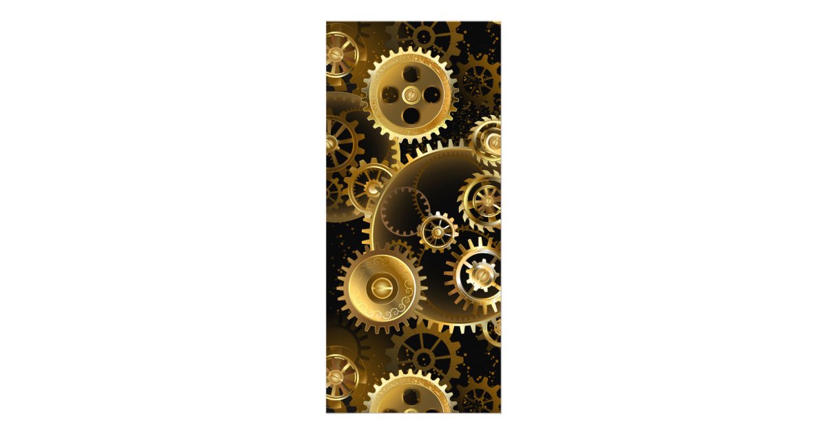 Seamless Steampunk Brass Gears Rack Card Zazzle