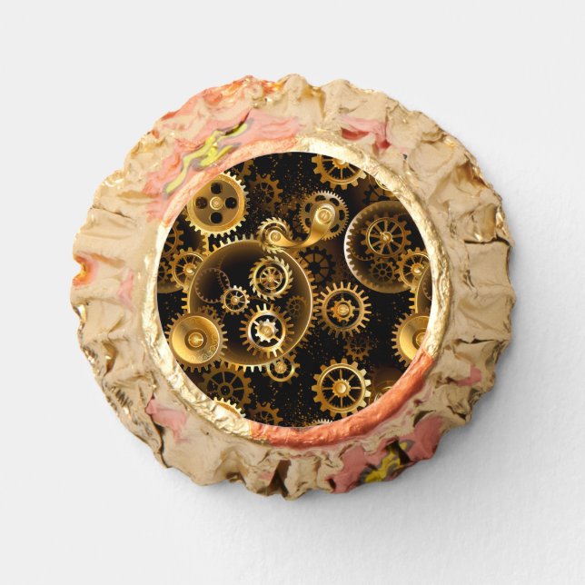 Seamless Steampunk Brass Gears Reese's Peanut Butter Cups (Front)