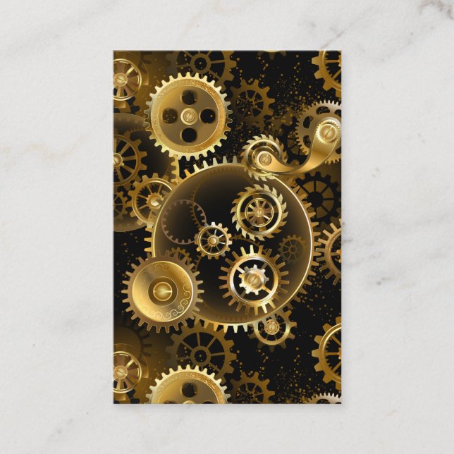 Seamless Steampunk Brass Gears Referral Card (Front)