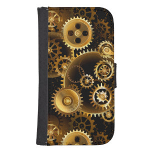 Seamless Steampunk Brass Gears Galaxy S4 Wallet Case