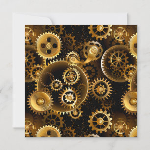 Seamless Steampunk Brass Gears Save The Date