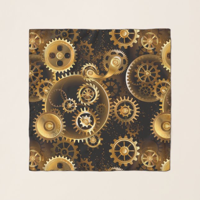 Seamless Steampunk Brass Gears Scarf (Front)