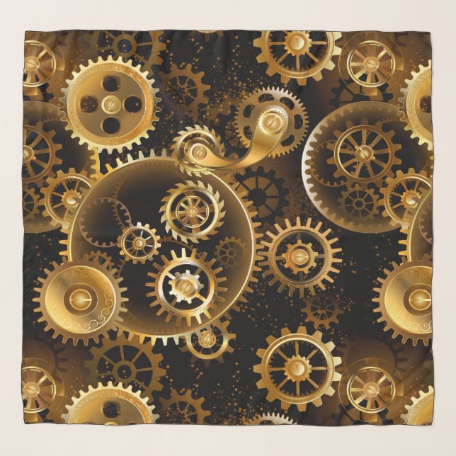 Seamless Steampunk Brass Gears Scarf (Front)