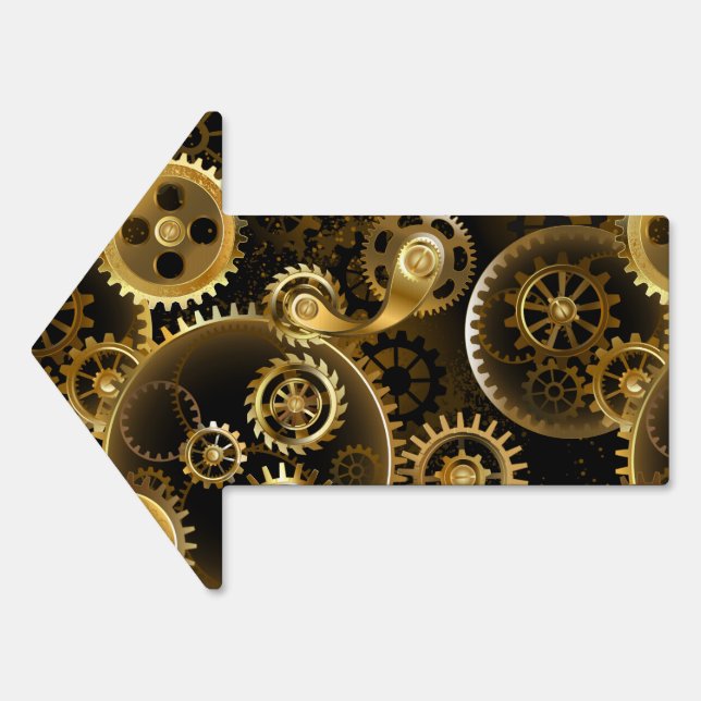 Seamless Steampunk Brass Gears Sign (Front)