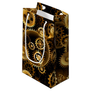 Seamless Steampunk Brass Gears Small Gift Bag