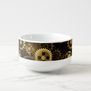 Seamless Steampunk Brass Gears Soup Mug