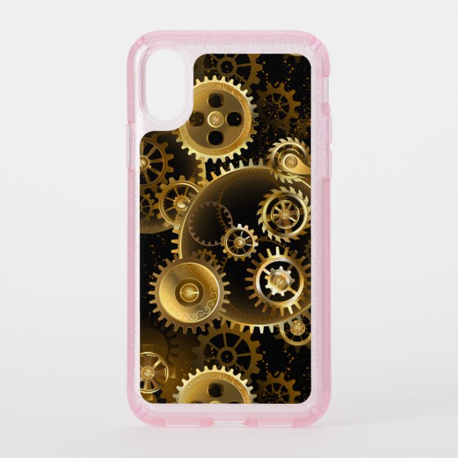 Seamless Steampunk Brass Gears Speck iPhone X Case (Front)