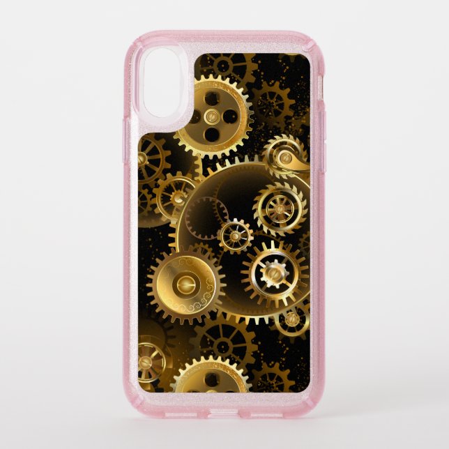 Seamless Steampunk Brass Gears Speck iPhone XR Case (Front)