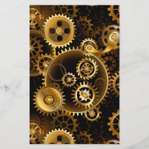 Seamless Steampunk Brass Gears Stationery