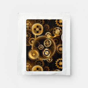 Seamless Steampunk Brass Gears Tea Bag Drink Mix