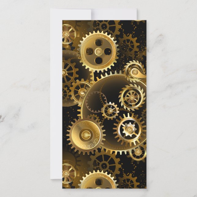 Seamless Steampunk Brass Gears Thank You Card (Front)