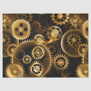 Seamless Steampunk Brass Gears Tissue Paper