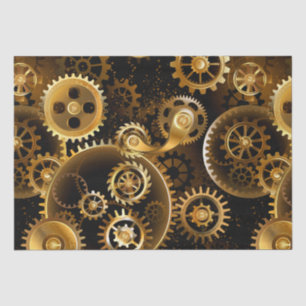 Seamless Steampunk Brass Gears Tissue Paper
