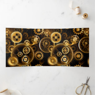 Seamless Steampunk Brass Gears Tri-Fold Invitation