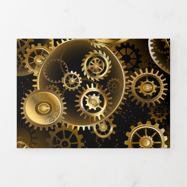 Seamless Steampunk Brass Gears Tri-Fold Program (Cover)